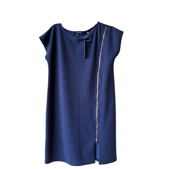Elie Tahari womens Knee Length Sheath Dress size Large Navy Zip Accent Knit $185 - Picture 1 of 6